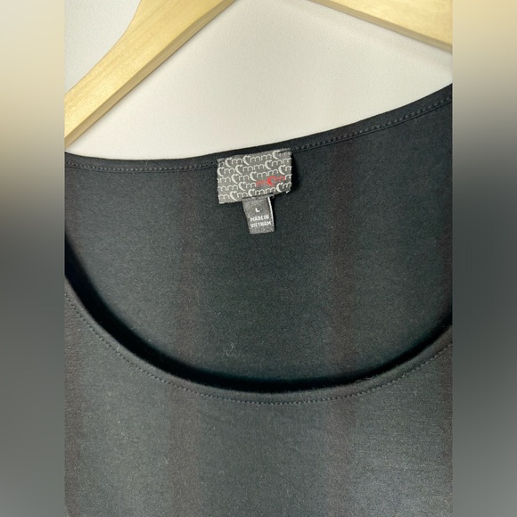 NWT MMMMMM Size Large Jersey A Line Black Pull Over High Low Short Sleeve Dress - Picture 3 of 7